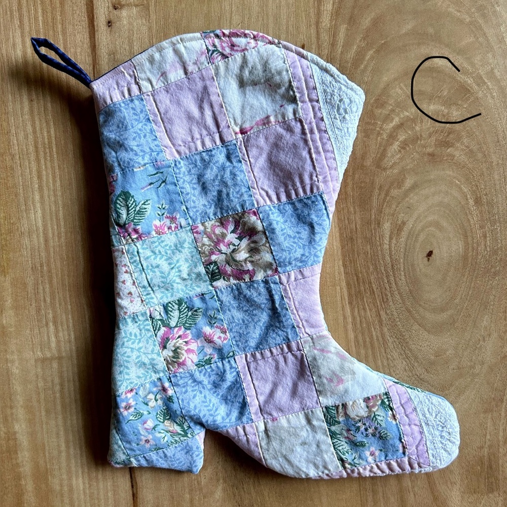 Upcycled Patchwork Quilted Western Boot Christmas Stocking